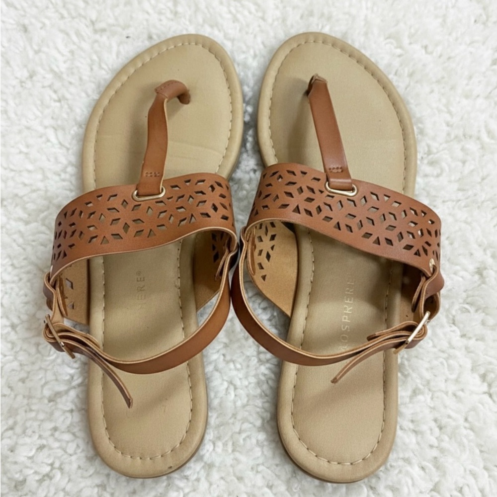 Tan and Brown Thong Sandals